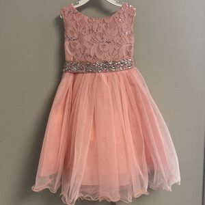 Blush Pink Lace Sequin Waist Flower Girl Dress for Kids